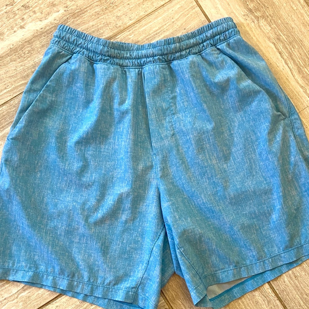 Blue Lululemon athletic shorts 7 inch inseam, no liner.